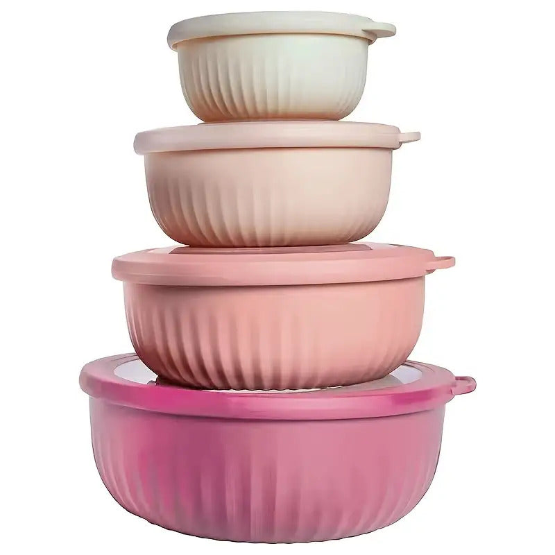 TCBM 8Pcs Mixing Bowls with Lids Set (4 Bowls + 4 Lids) | Wide-Mouth Food-Grade Salad & Snack Bowls | Stackable Freezer Safe Food Containers for Meal Prep, Parties & Thanksgiving