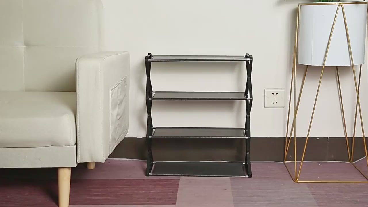 4-Tier Shoe Rack Organizer | Space-Saving Minimalist Shoe Shelf for Entryway & Hallway | Sturdy Multi-Layer Free Standing Storage Stand for Dorm, Apartment, and Home